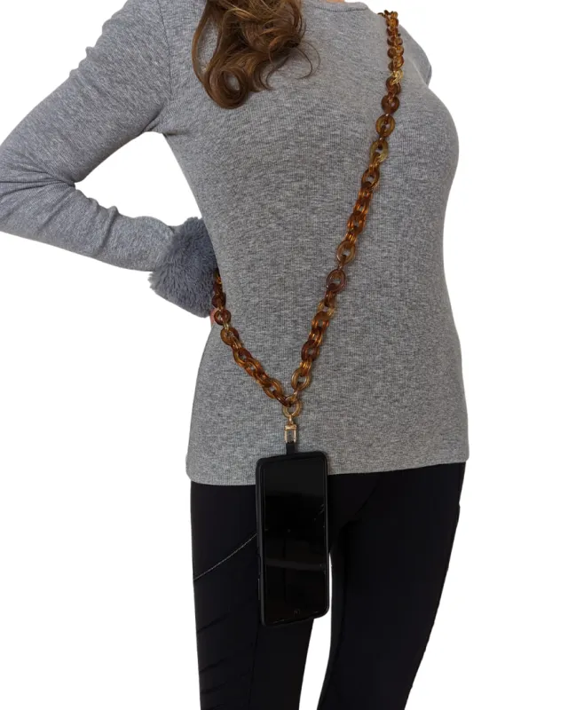 Caramel Tortoise Shell Crossbody Phone Chain sold by Boston Proper