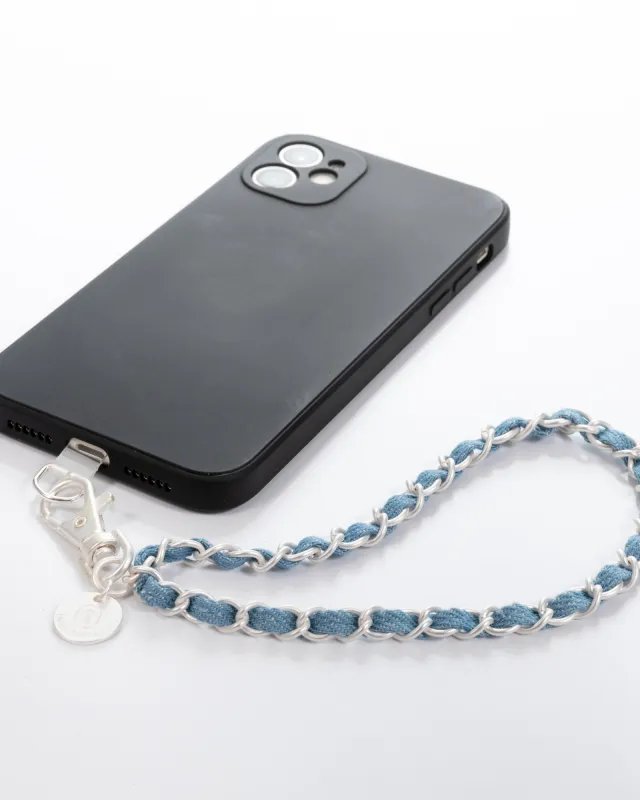 Denim Dream x Matte Silver Phone Wrislet sold by Boston Proper