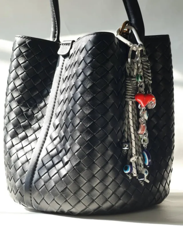 Charcoal Chic Bag Charm made by Boston Proper