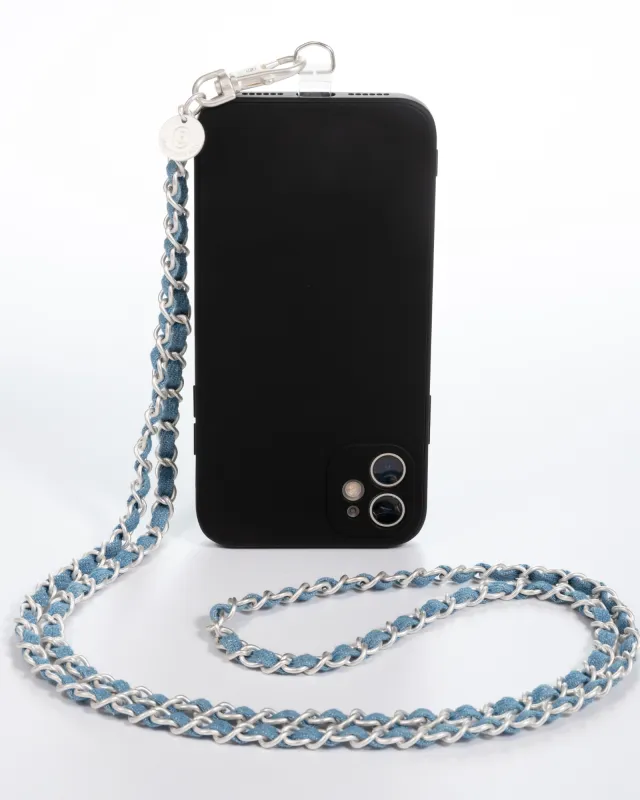 Denim Dream x Matte Silver Crossbody Phone Chain sold by Boston Proper