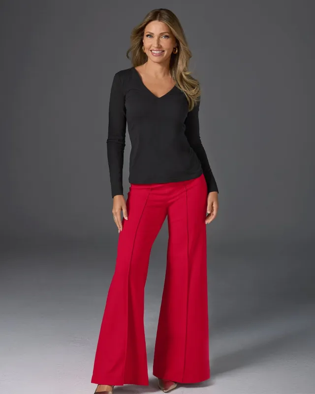 Malibu Ultimate Pull-On Ponte Pant Lipstick Red sold by Boston Proper