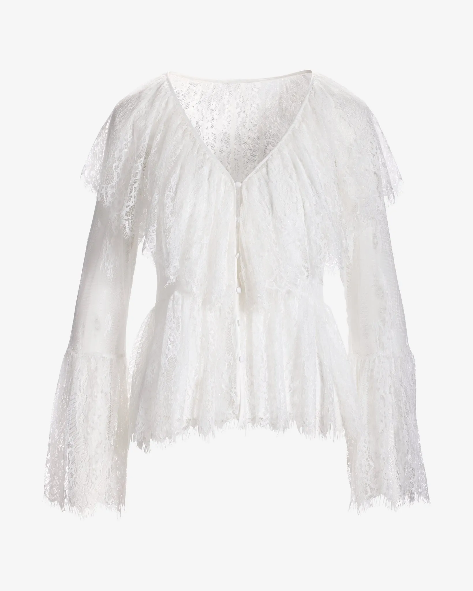 Bohemian Long-Sleeve Lace Blouse Off White sold by Boston Proper product image thumbnail 2
