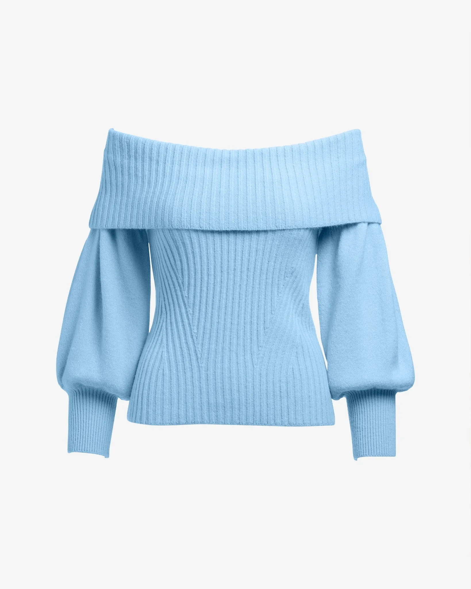 Wide Rib Fold Over Sweater Airy Blue sold by Boston Proper product image thumbnail 2