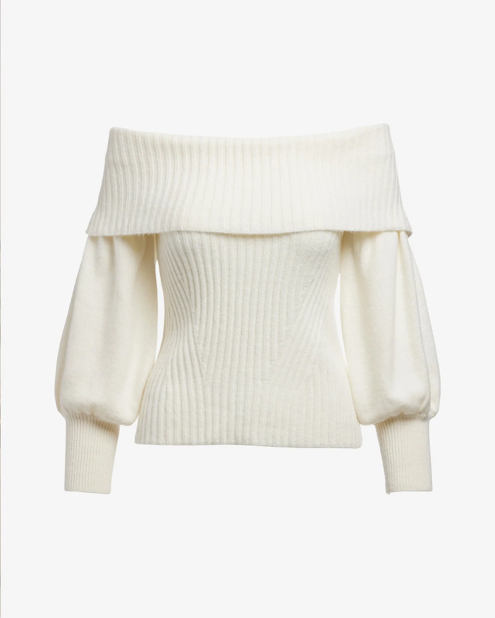 Wide Rib Fold Over Sweater Off White sold by Boston Proper product image thumbnail 2