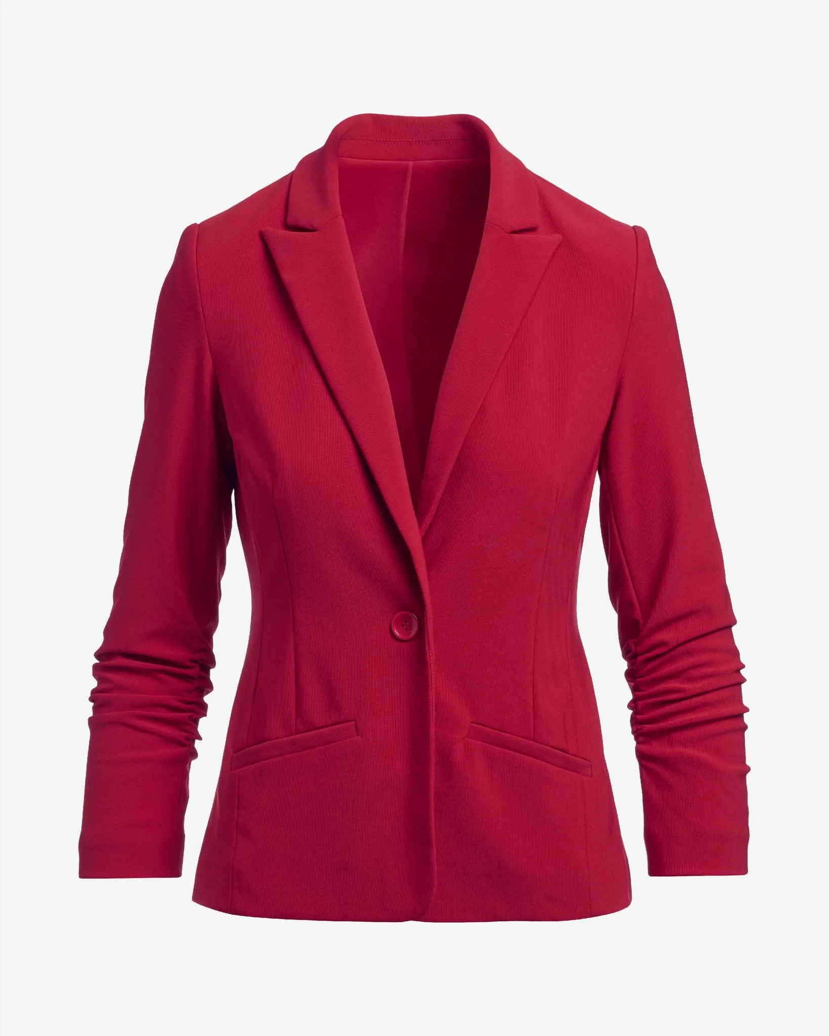 Beyond Travel Short Ruched Sleeve Blazer Tango Red sold by Boston Proper product image thumbnail 2