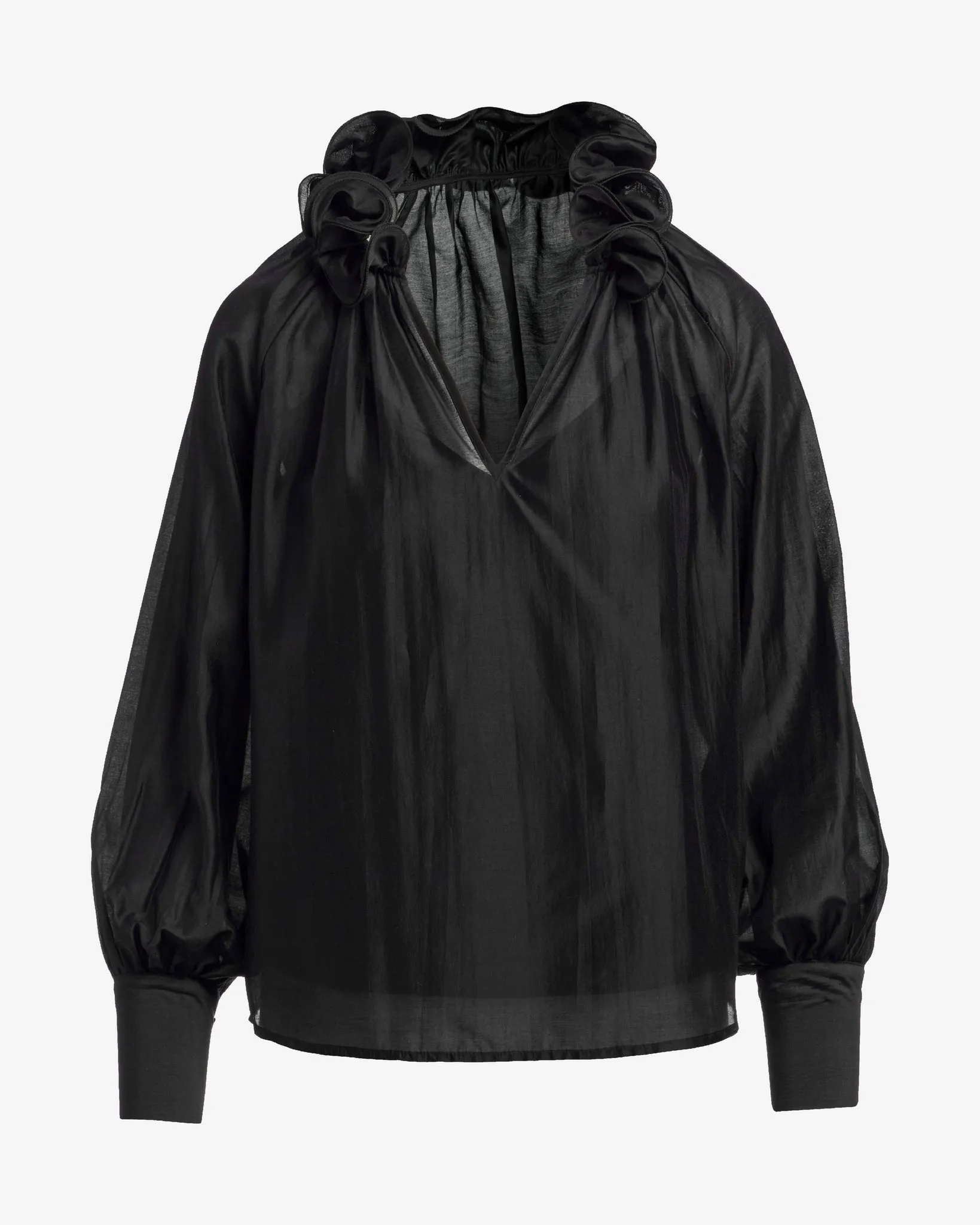 Ruffle Collar Blouse Black sold by Boston Proper product image thumbnail 2