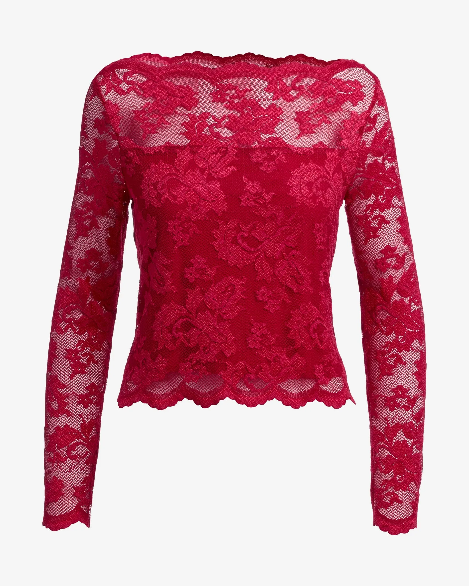 Lace Shoulder Skimming Knit Top Red sold by Boston Proper product image thumbnail 2