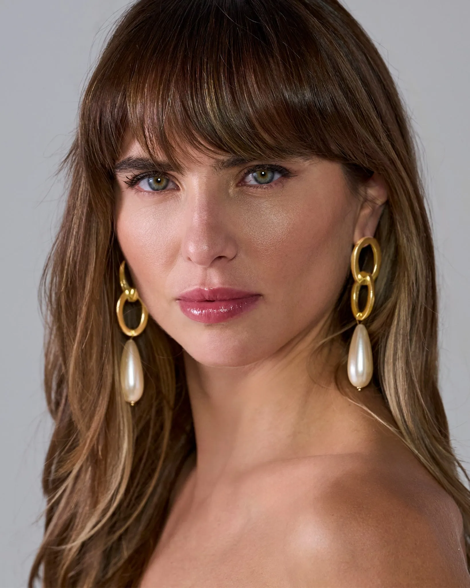 Chain Pearl Drop Earrings Gold sold by Boston Proper product image thumbnail 2