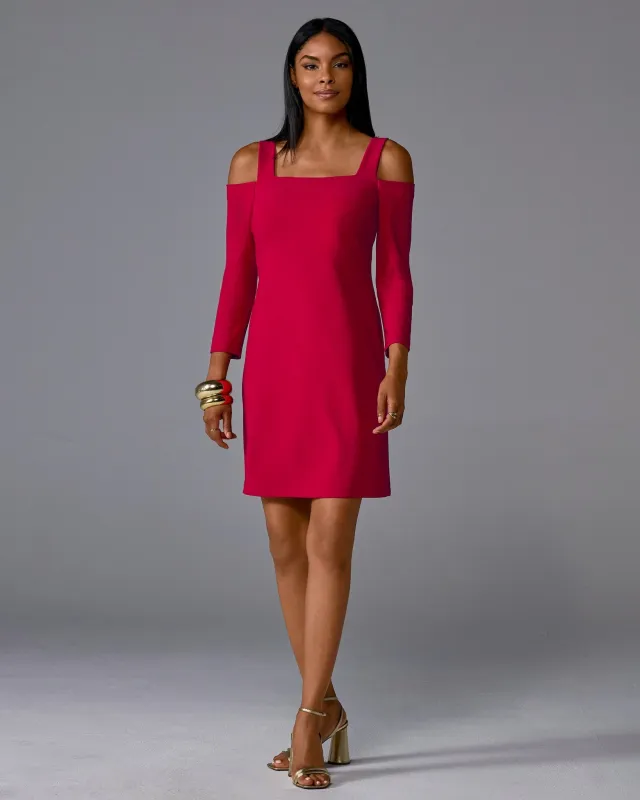 Beyond Travel Cold Shoulder Three Quarter Sleeve Dress Tango Red sold by Boston Proper