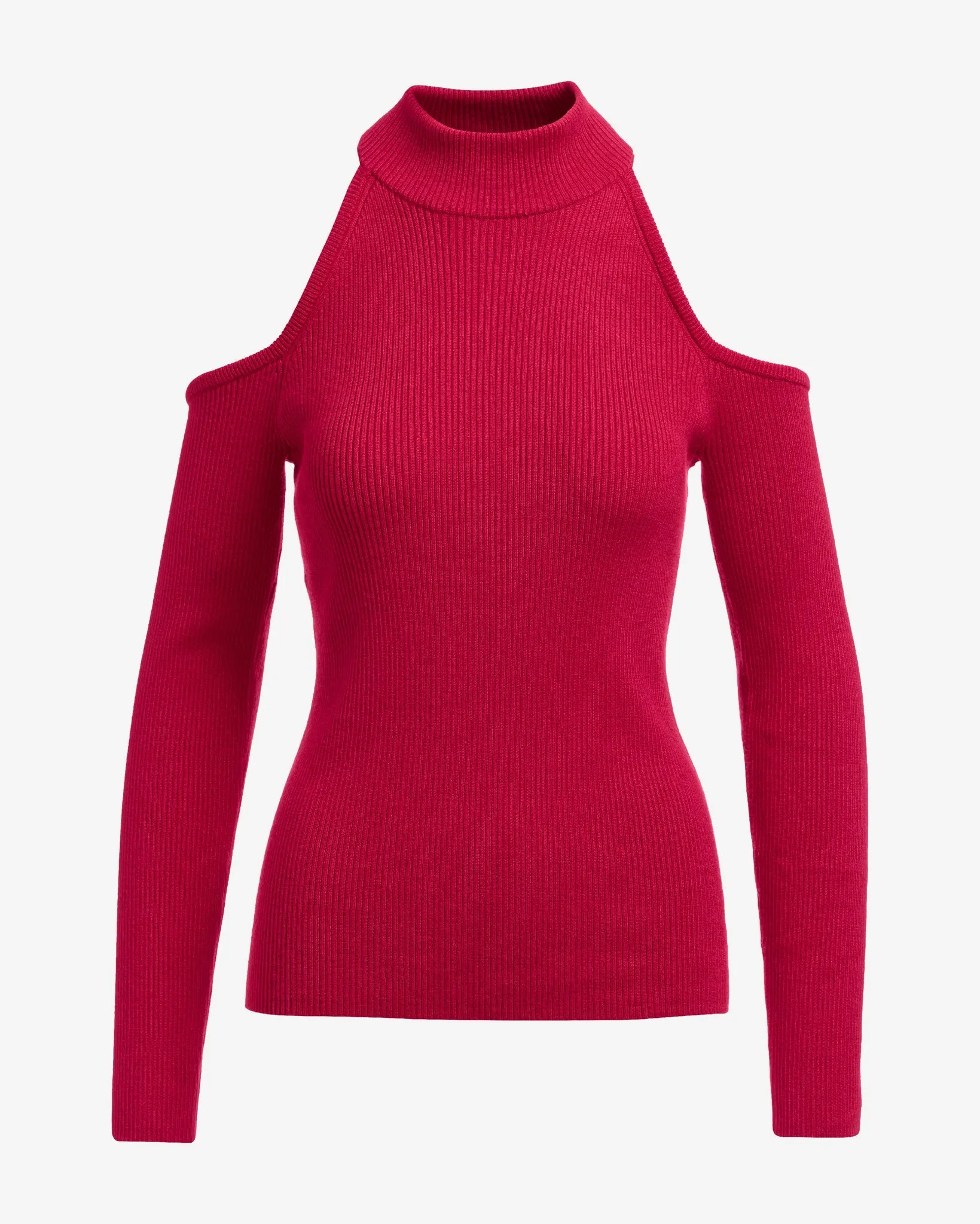 Ribbed Cold Shoulder Sweater Lipstick Red sold by Boston Proper product image thumbnail 2