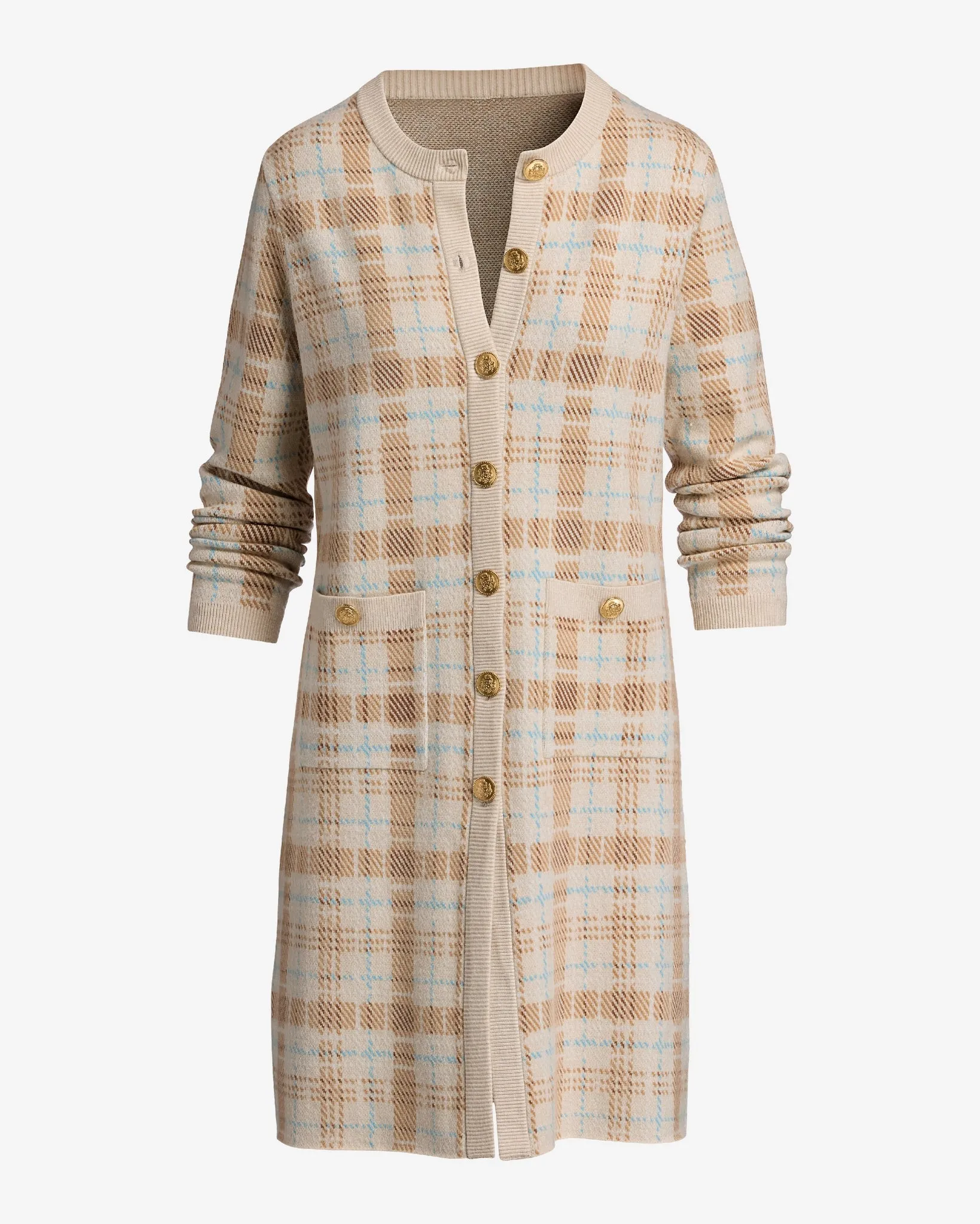 Plaid Crested Button Sweater Duster Cozy Plaid sold by Boston Proper product image thumbnail 2