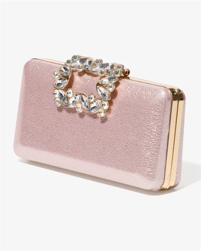 Glitter and Crystal Clutch Pink sold by Boston Proper