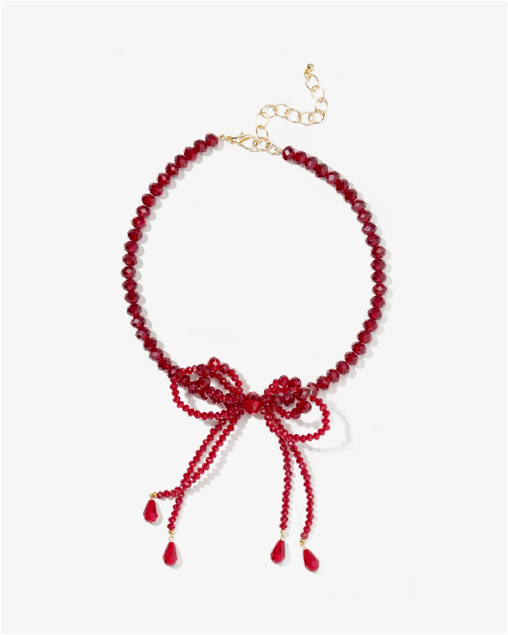 Beaded Bow Necklace Red sold by Boston Proper