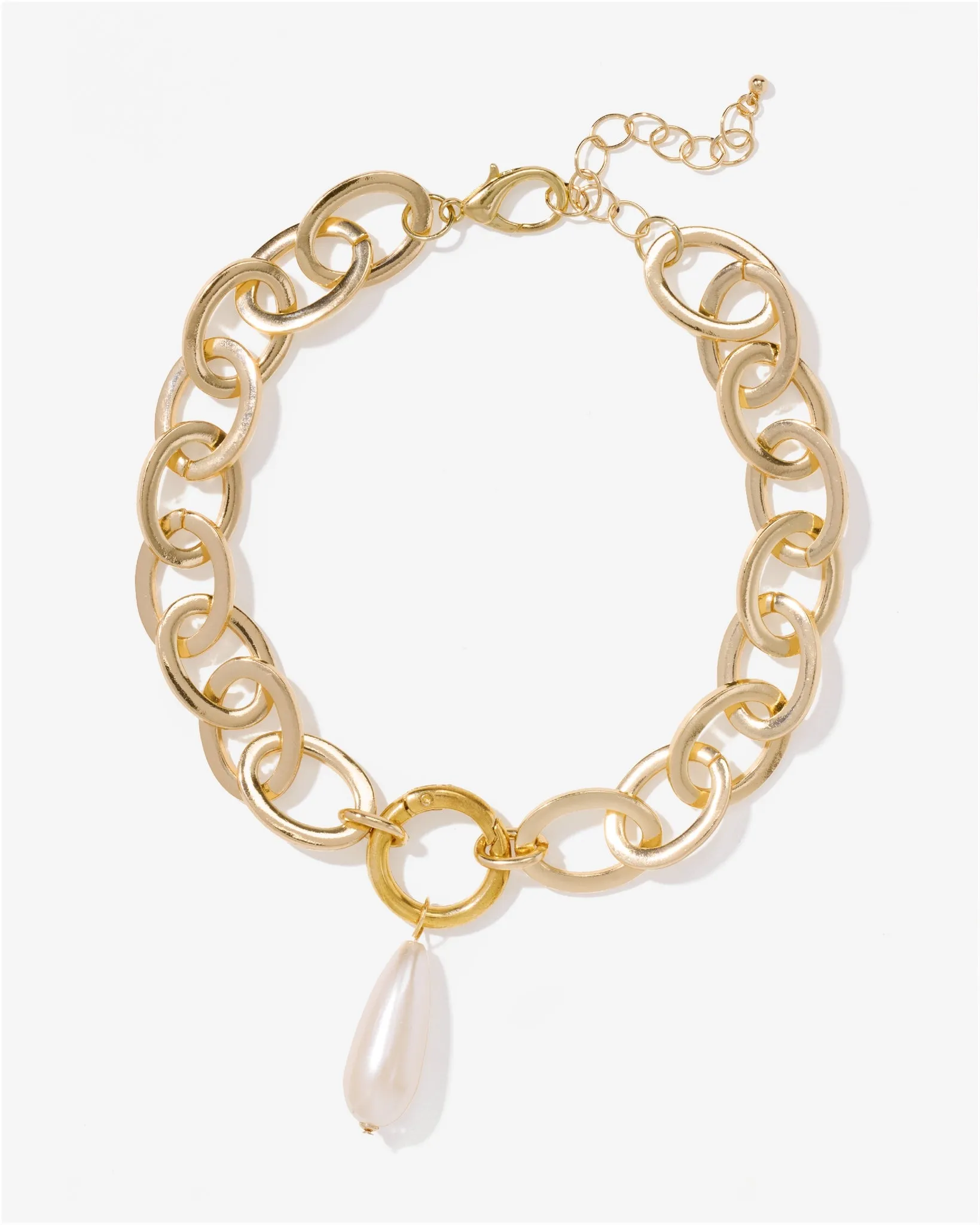 Chain Pearl Drop Necklace Gold sold by Boston Proper