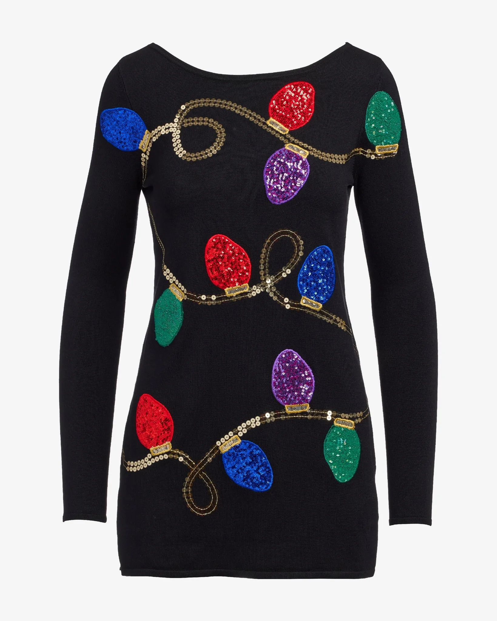 Festive Lightbulb Sweater Black Multi sold by Boston Proper product image thumbnail 2