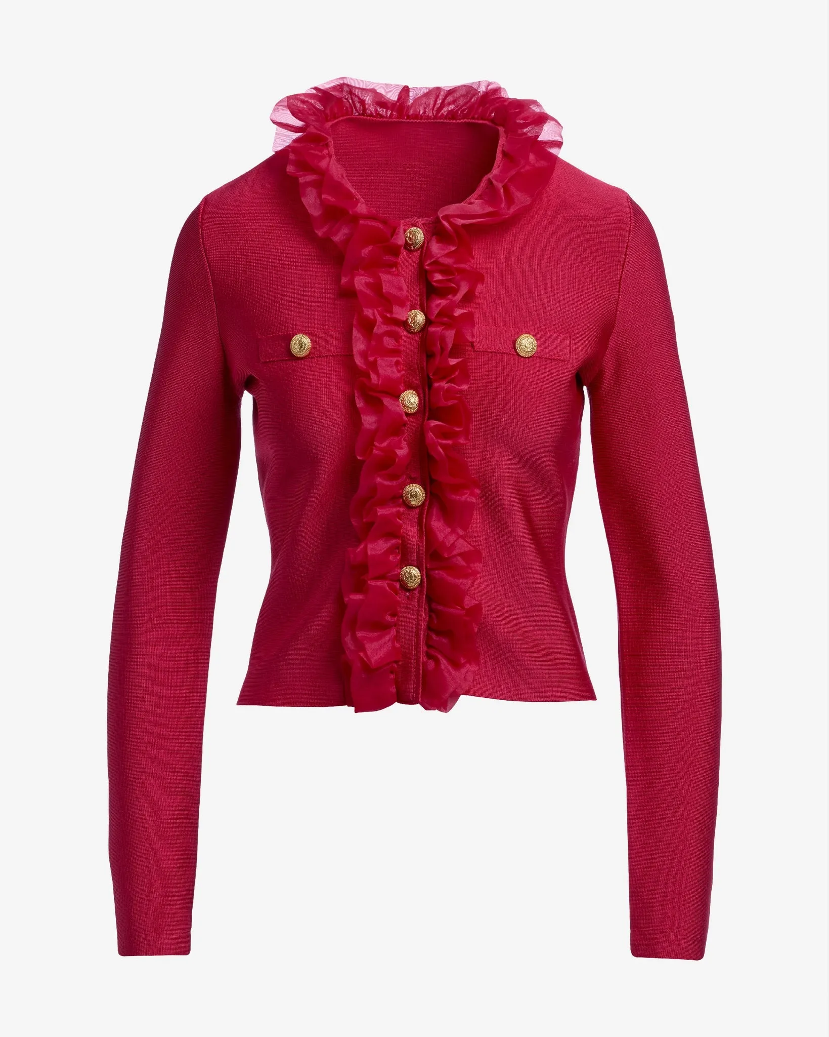 Ruffle Trim Bandage Cardigan Jester Red sold by Boston Proper product image thumbnail 2