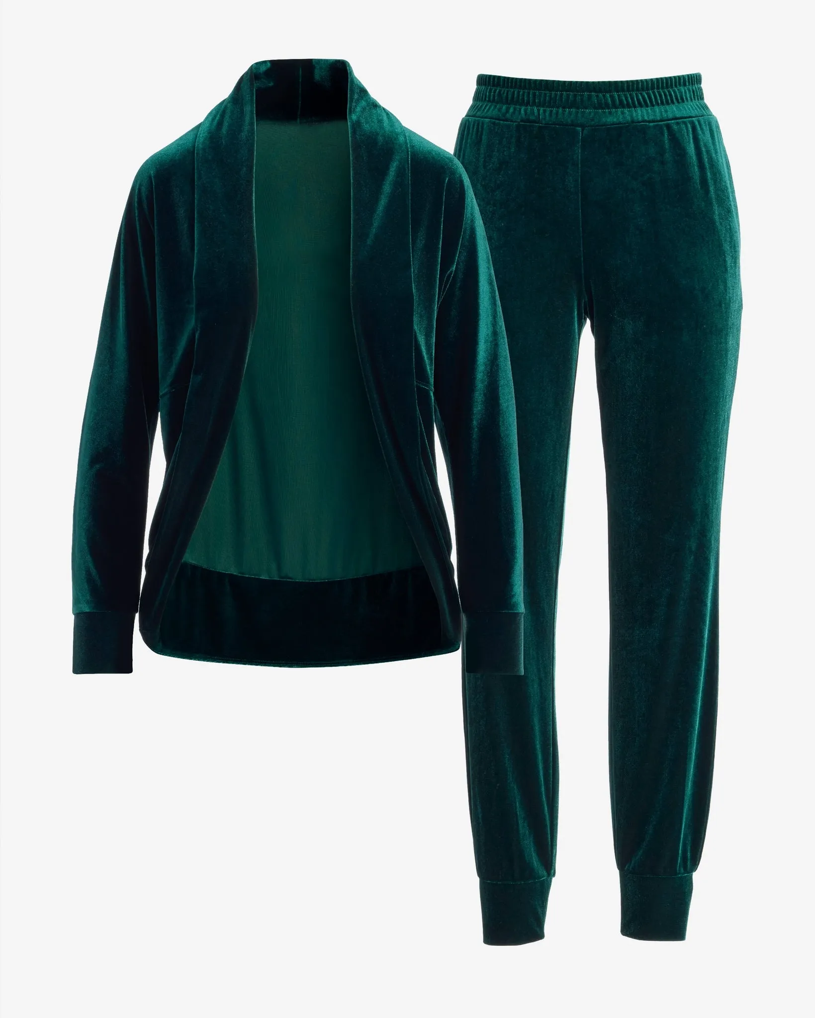 Chic Velour Cocoon Cardigan and Jogger Lounge Set Green sold by Boston Proper product image thumbnail 2