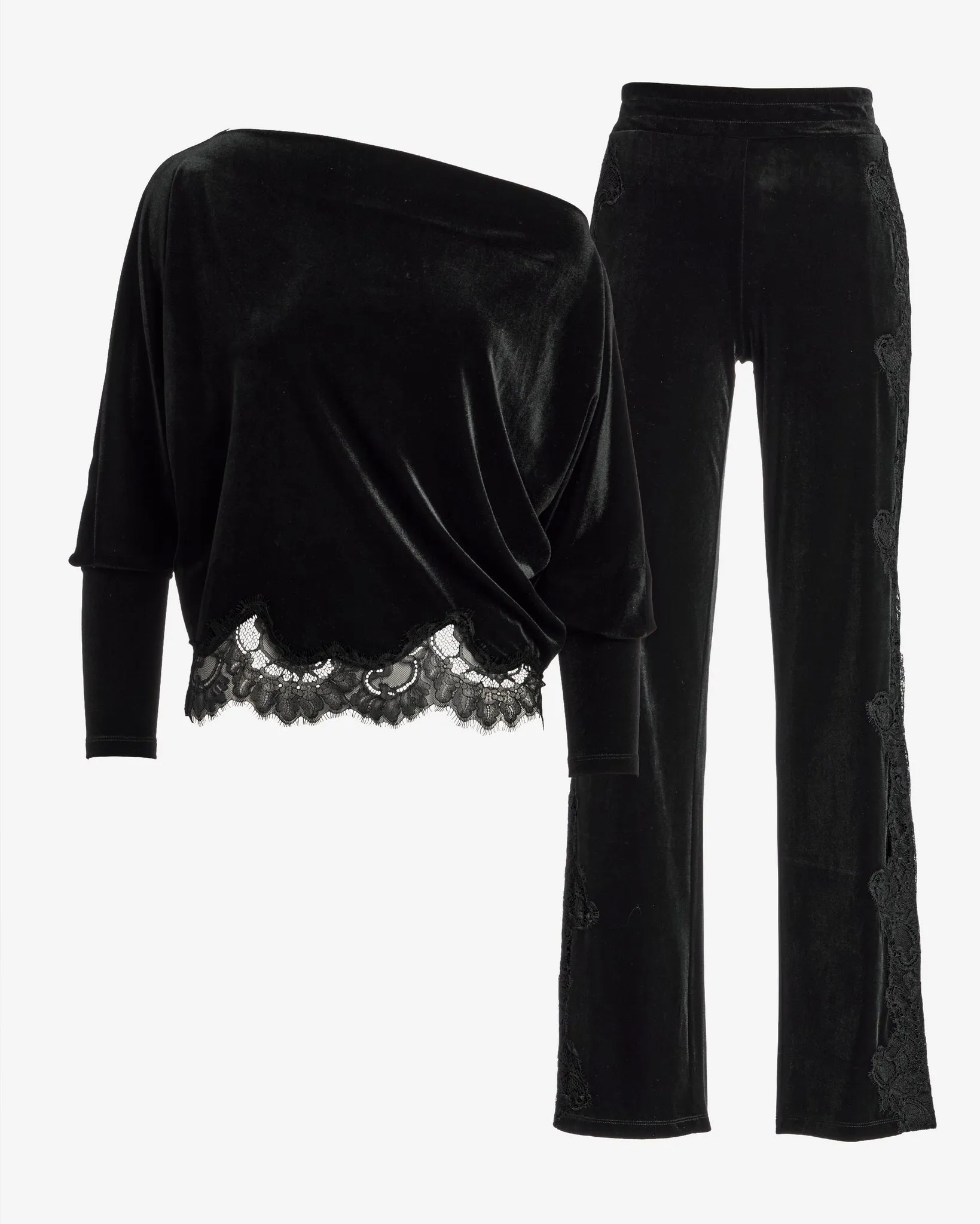 Chic Velour Lace Lounge Set Proper Black sold by Boston Proper product image thumbnail 2