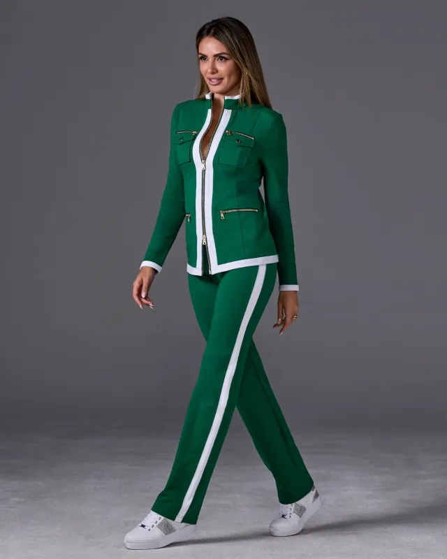 Chic Zippered Sport Coordinate Set Evergreen sold by Boston Proper