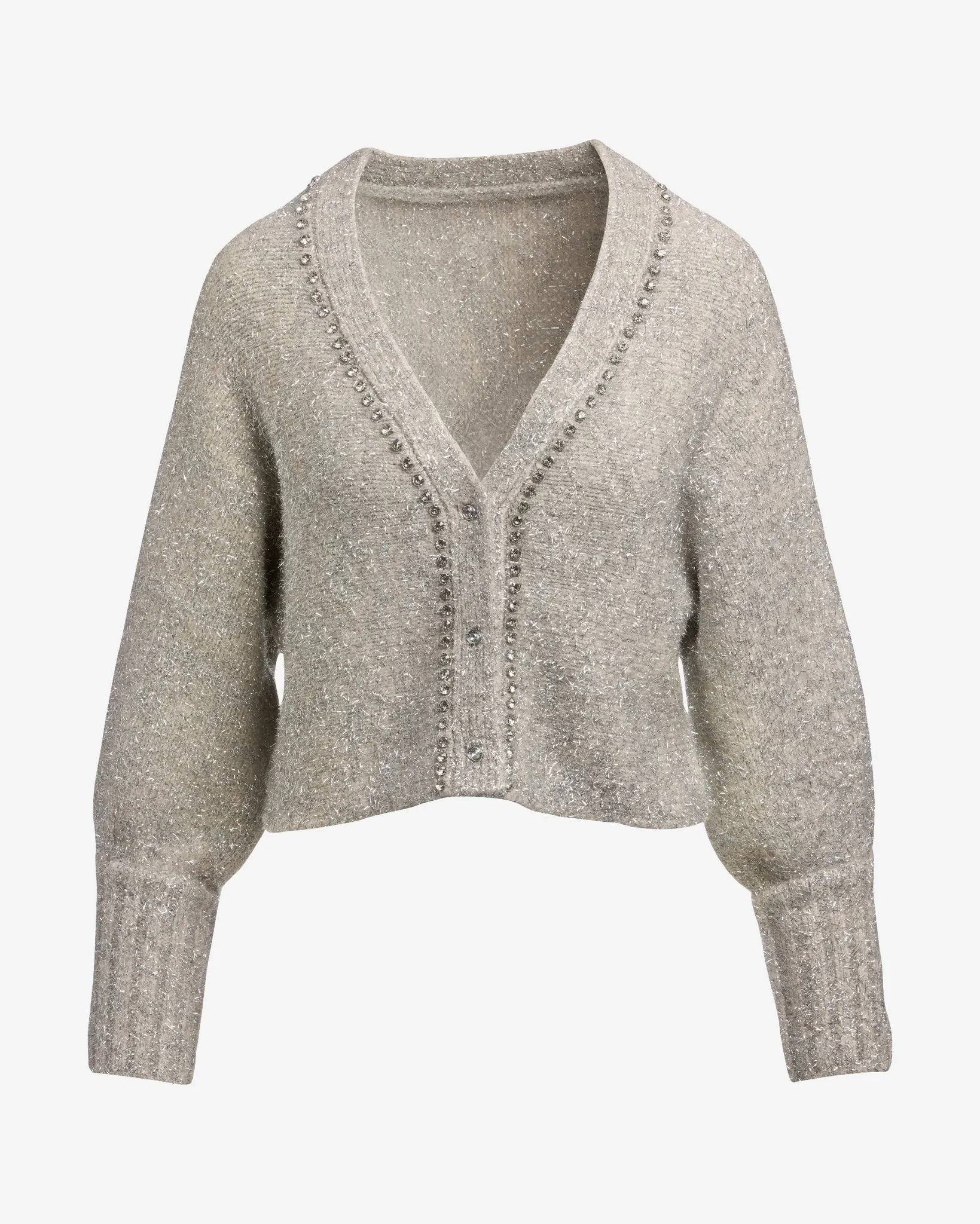 Metallic Plush Embellished Cardigan Sweater Gold sold by Boston Proper product image thumbnail 2