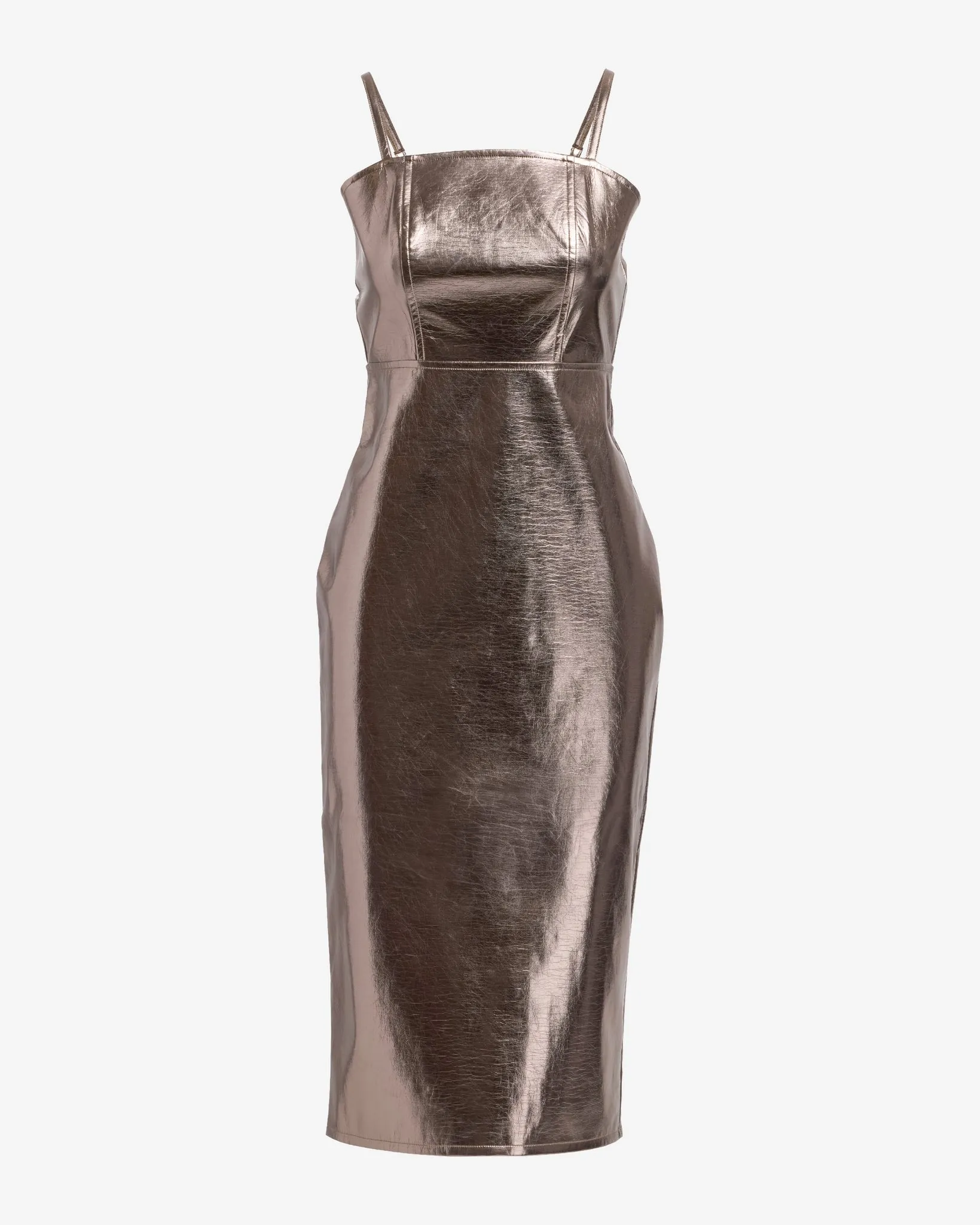 Metallic Faux Leather Column Dress Gunmetal sold by Boston Proper product image thumbnail 2
