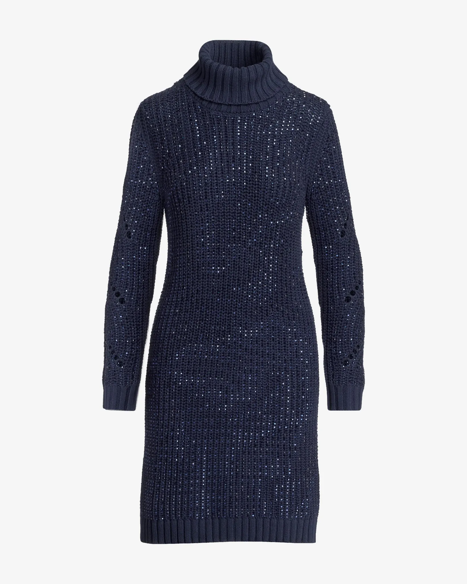 Crystal Embellished Turtleneck Sweater Dress Navy sold by Boston Proper product image thumbnail 2