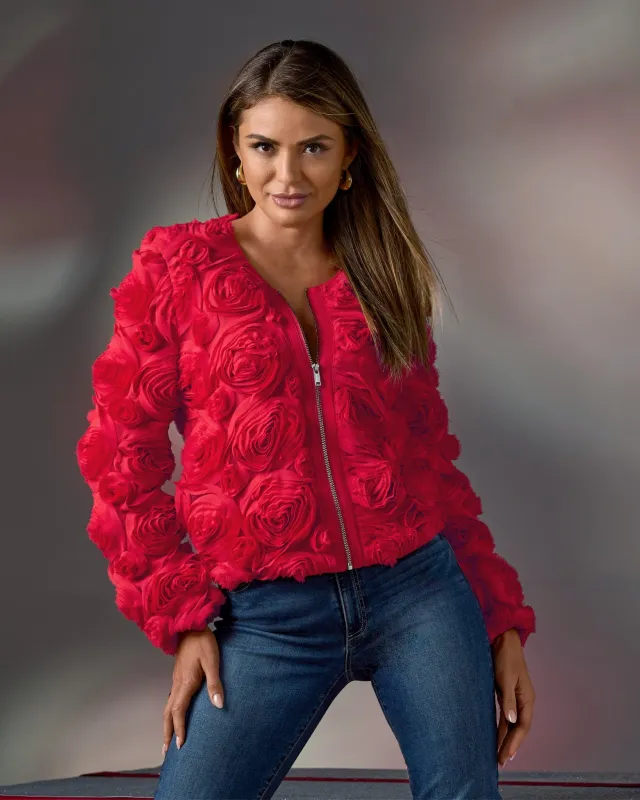 Rosette Zip Up Jacket Racing Red sold by Boston Proper