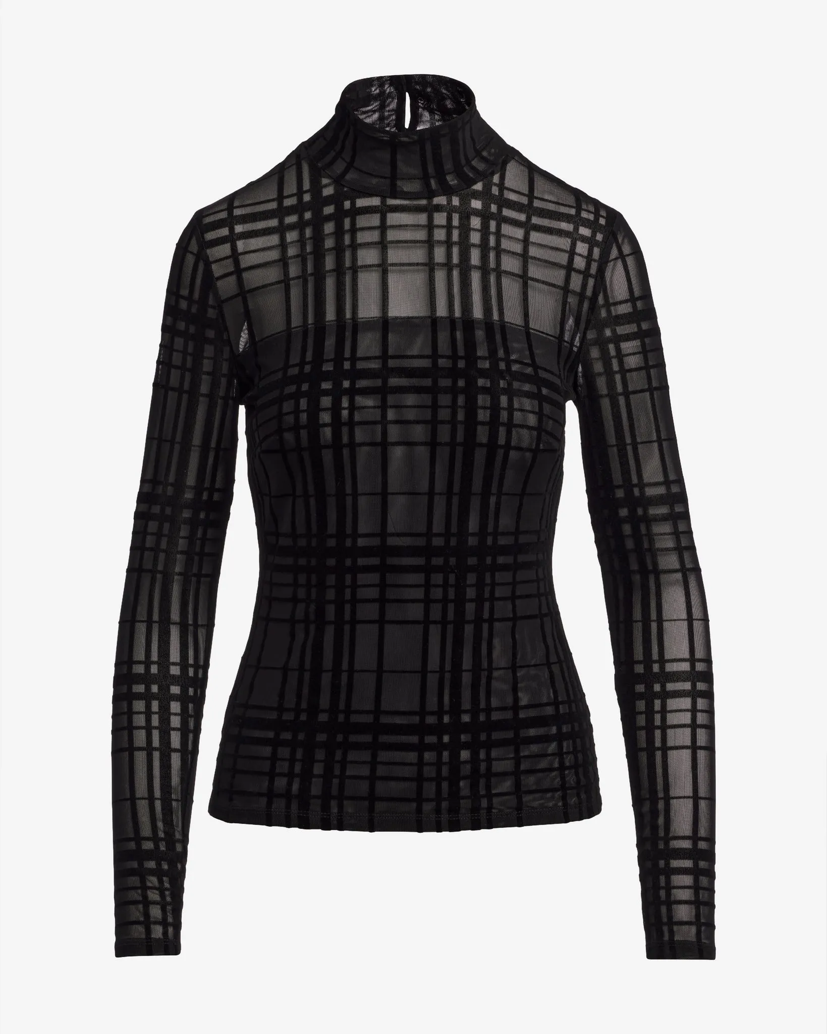 Plaid Burnout Turtleneck Knit Top Black Multi sold by Boston Proper product image thumbnail 2