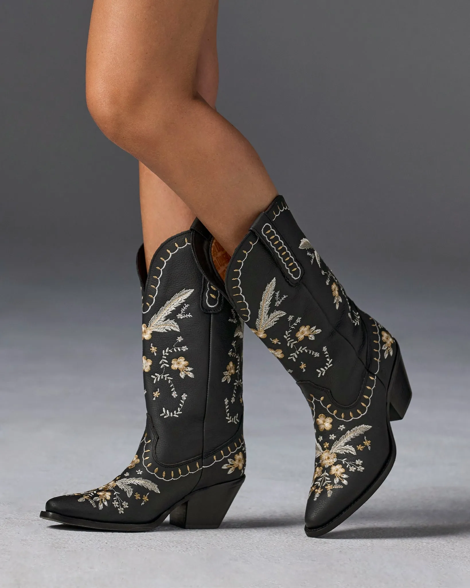 All-Over Embroidered Western Boot Black sold by Boston Proper product image thumbnail 2