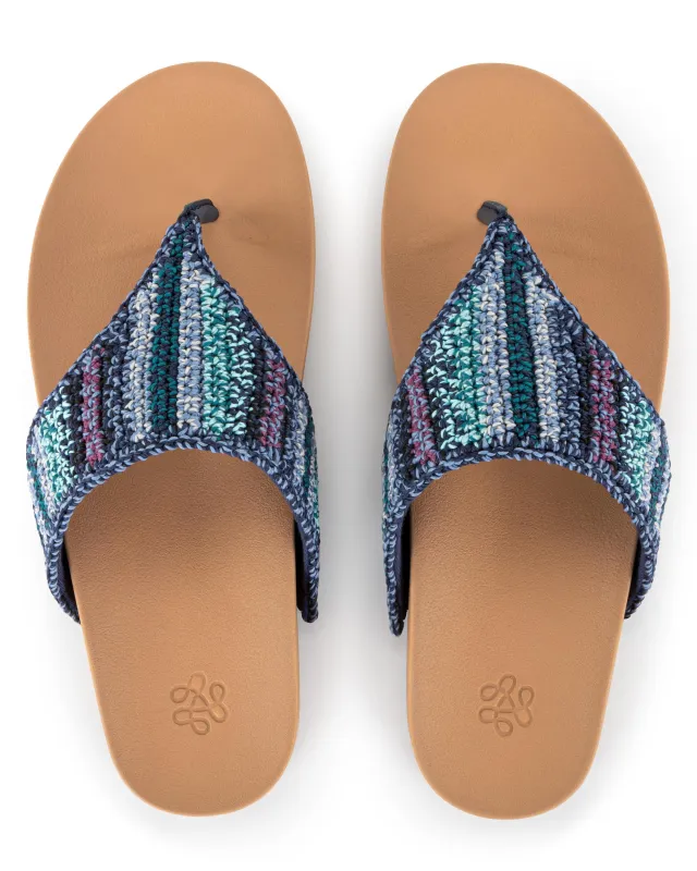 Everly Sandal - Hand Crochet - Lapis Stripe sold by Boston Proper