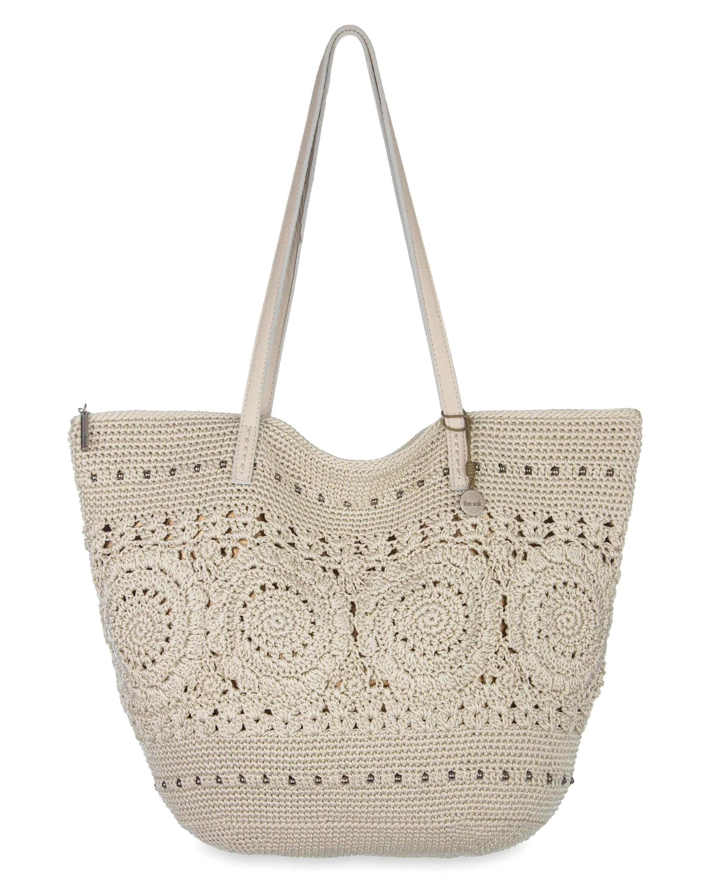Faye Large Tote - Hand Crochet - Natural Medallion sold by Boston Proper