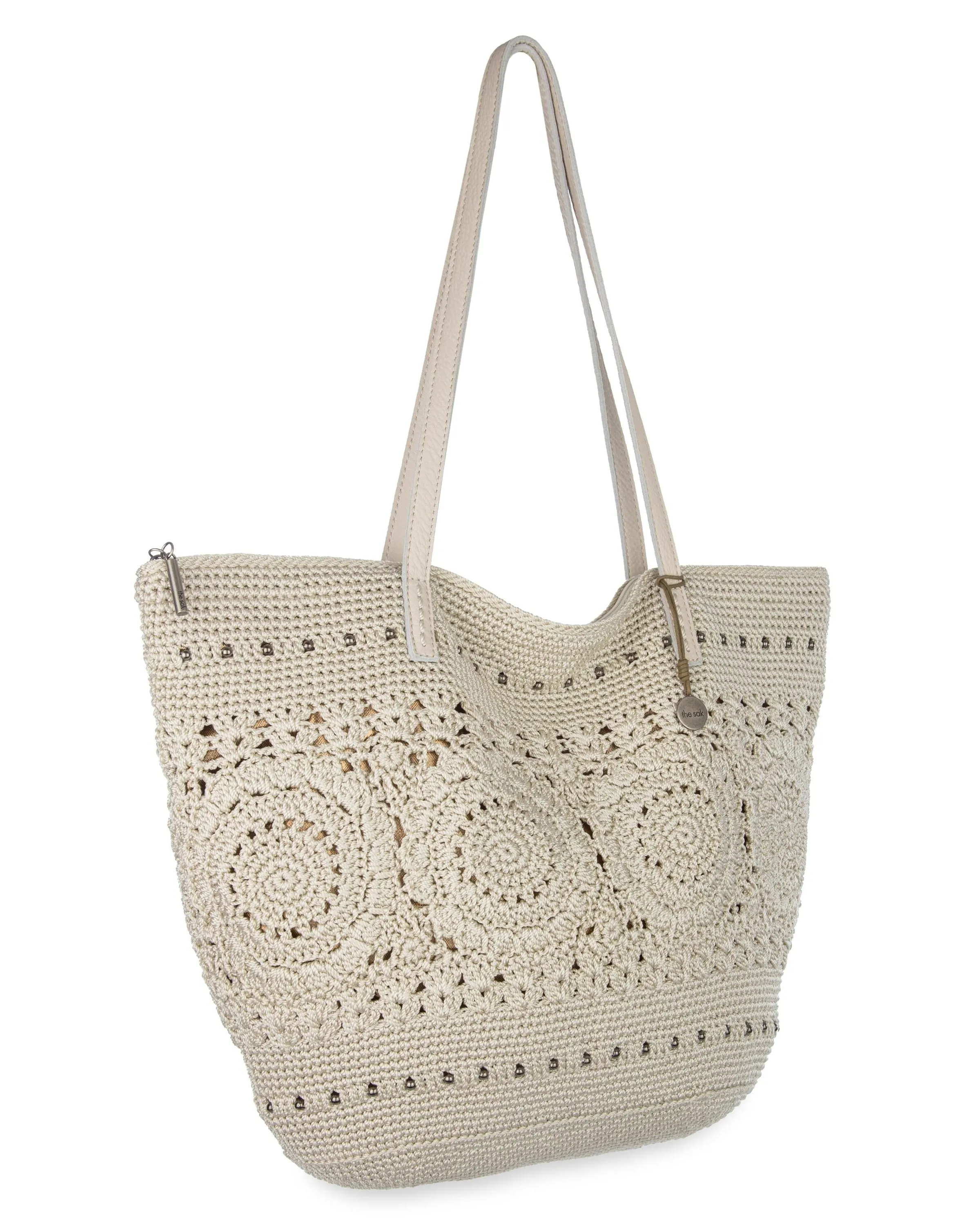 Faye Large Tote - Hand Crochet - Natural Medallion sold by Boston Proper product image thumbnail 2