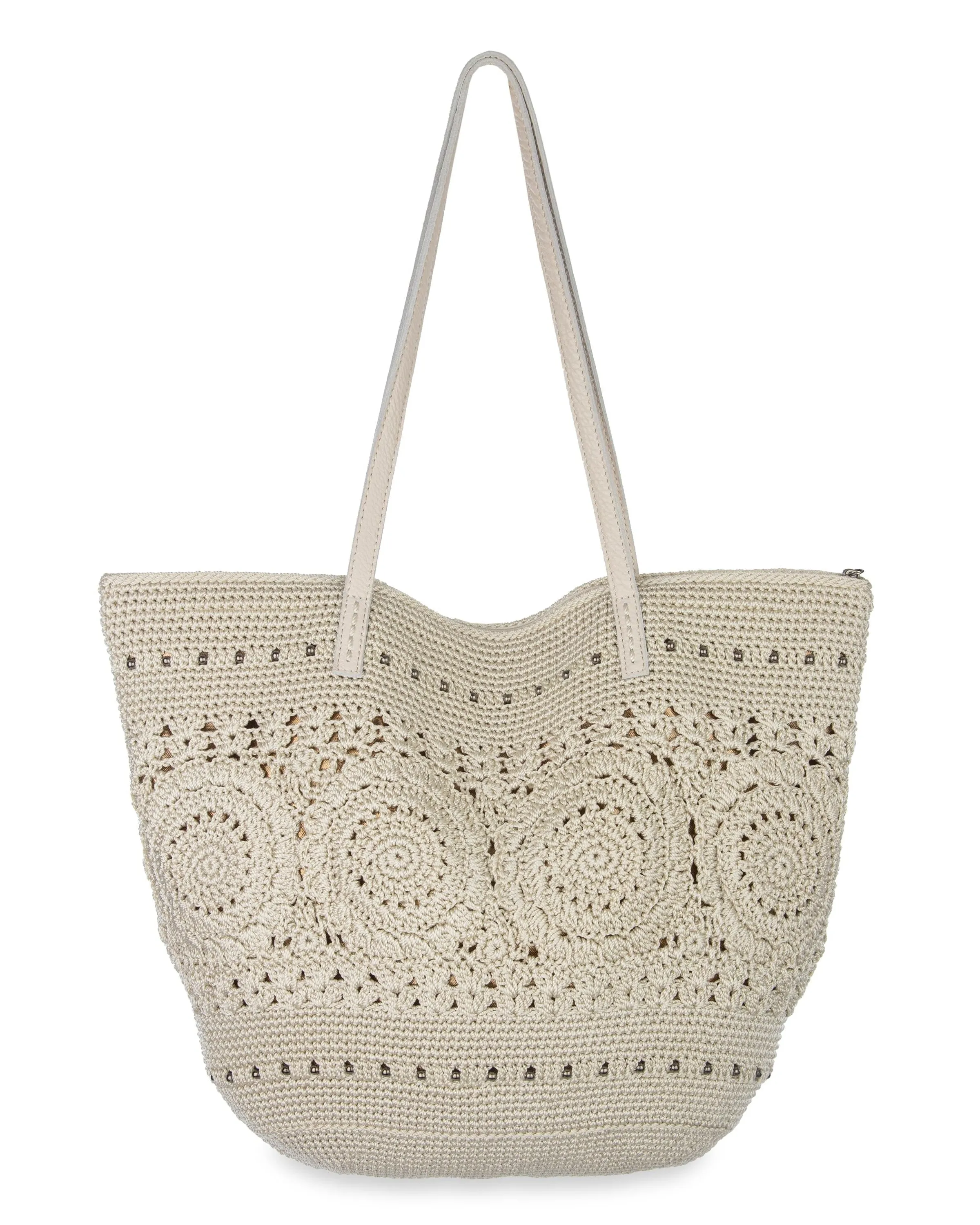 Faye Large Tote - Hand Crochet - Natural Medallion sold by Boston Proper product image thumbnail 4
