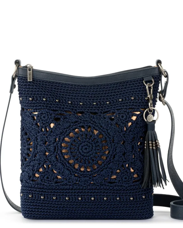 Lucia Crossbody - Hand Crochet - Denim Medallion sold by Boston Proper