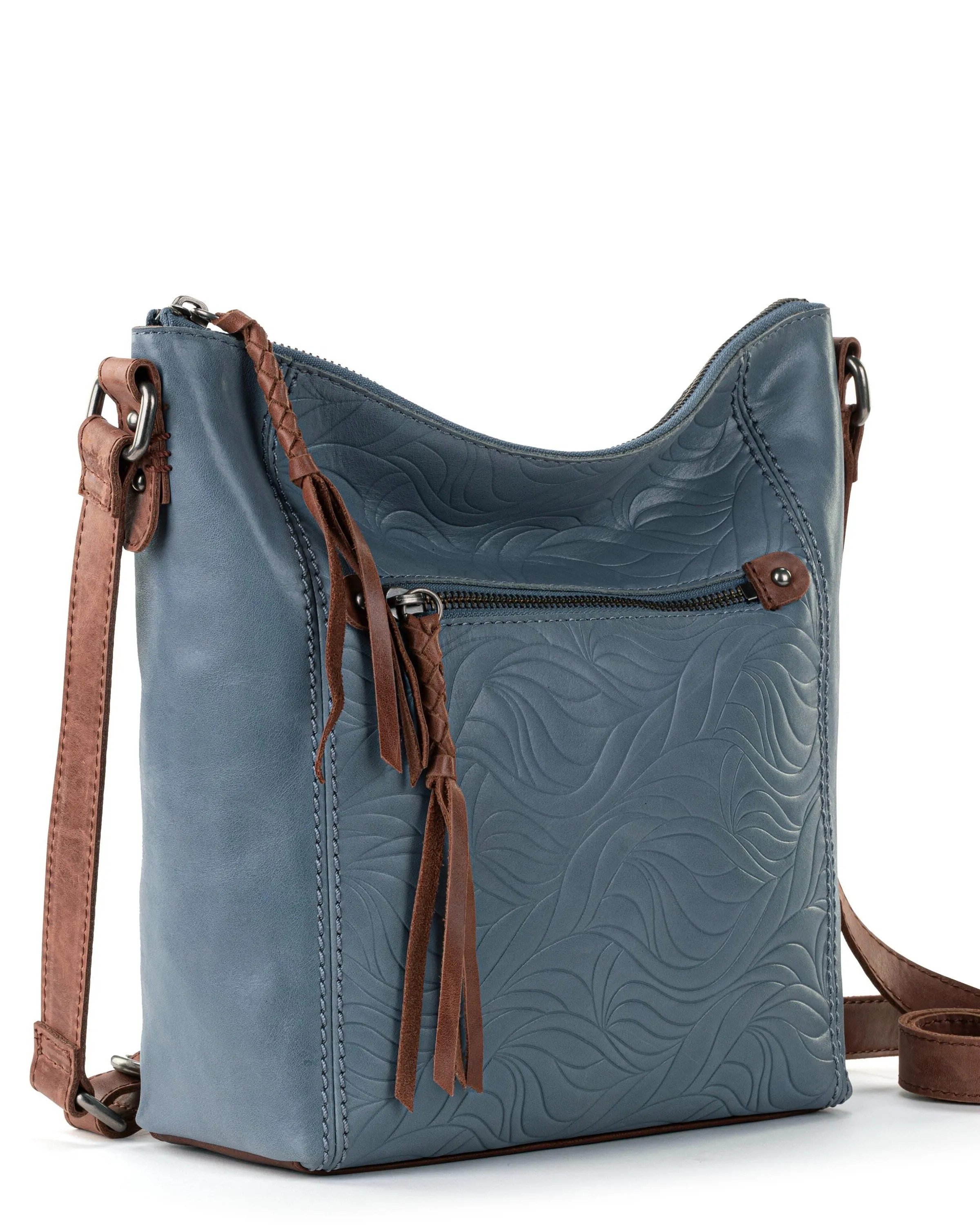 Ashland Crossbody - Leather - Maritime Wave Embossed sold by Boston Proper product image thumbnail 3