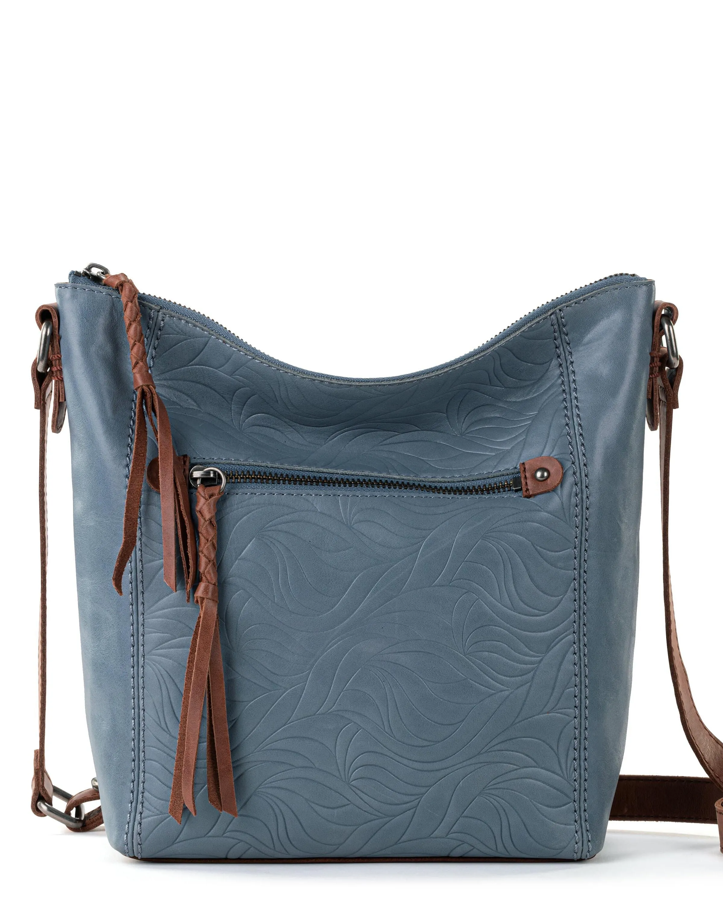Ashland Crossbody - Leather - Maritime Wave Embossed sold by Boston Proper