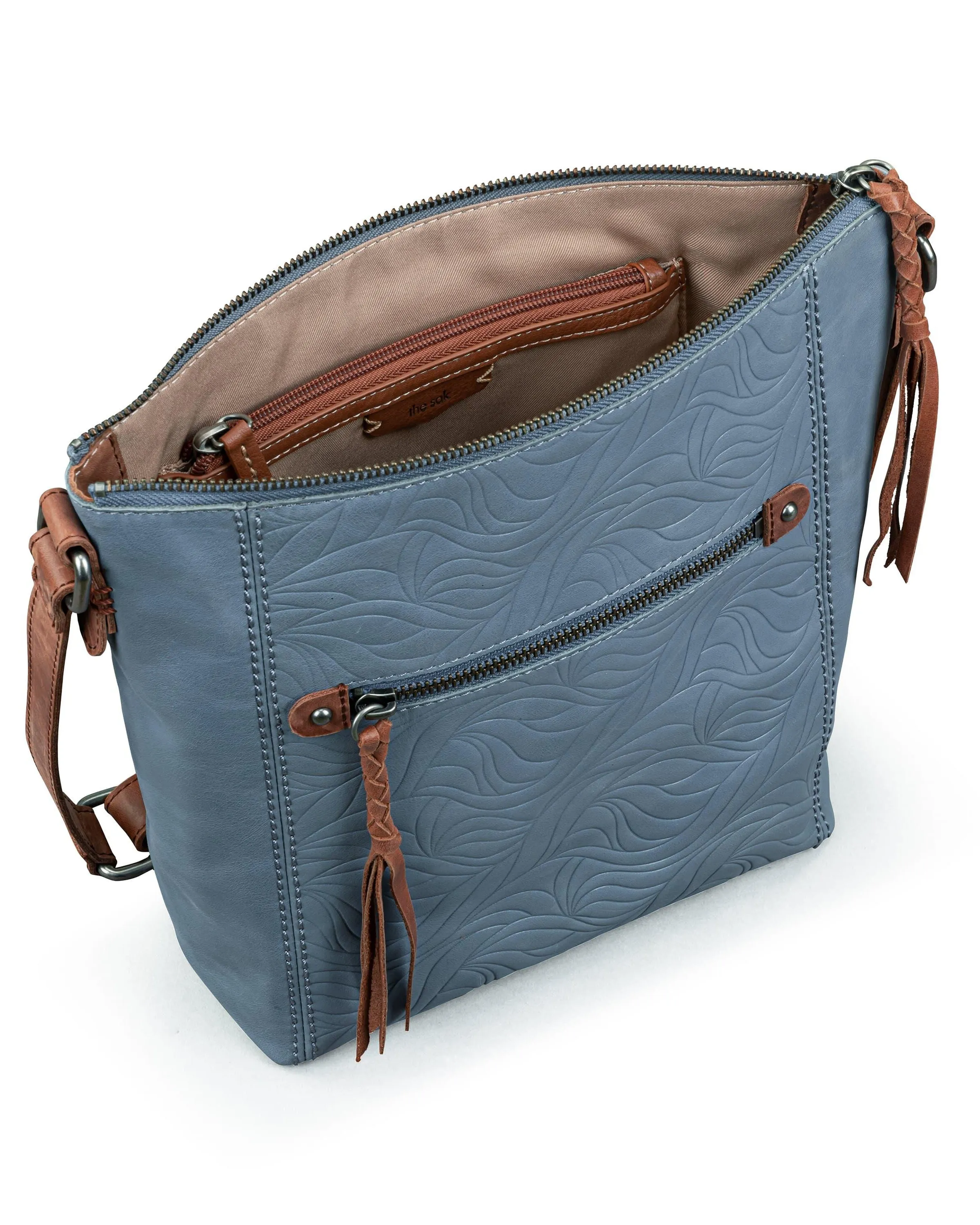Ashland Crossbody - Leather - Maritime Wave Embossed sold by Boston Proper product image thumbnail 4