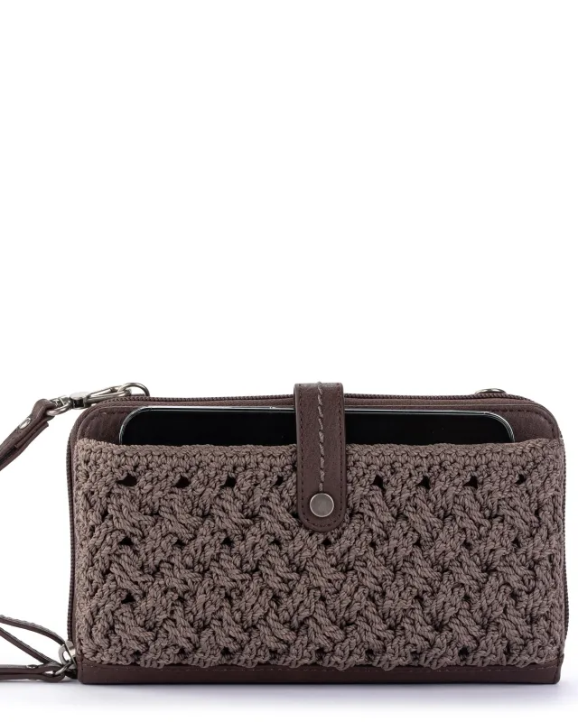 Iris Smartphone Wallet - Hand Crochet - Mushroom Cozy Weave sold by Boston Proper