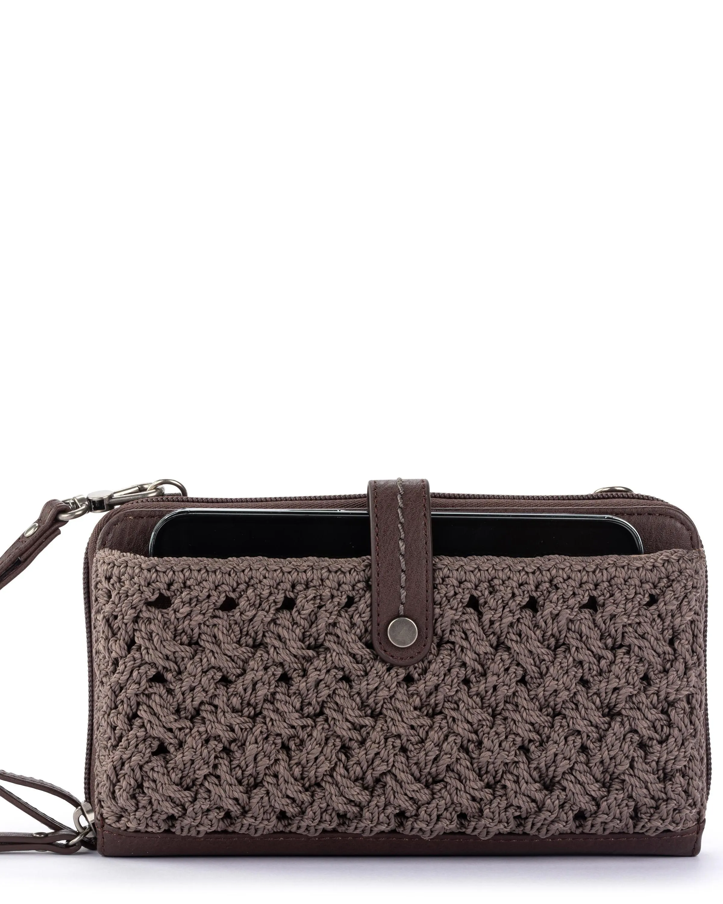 Iris Smartphone Wallet - Hand Crochet - Mushroom Cozy Weave sold by Boston Proper