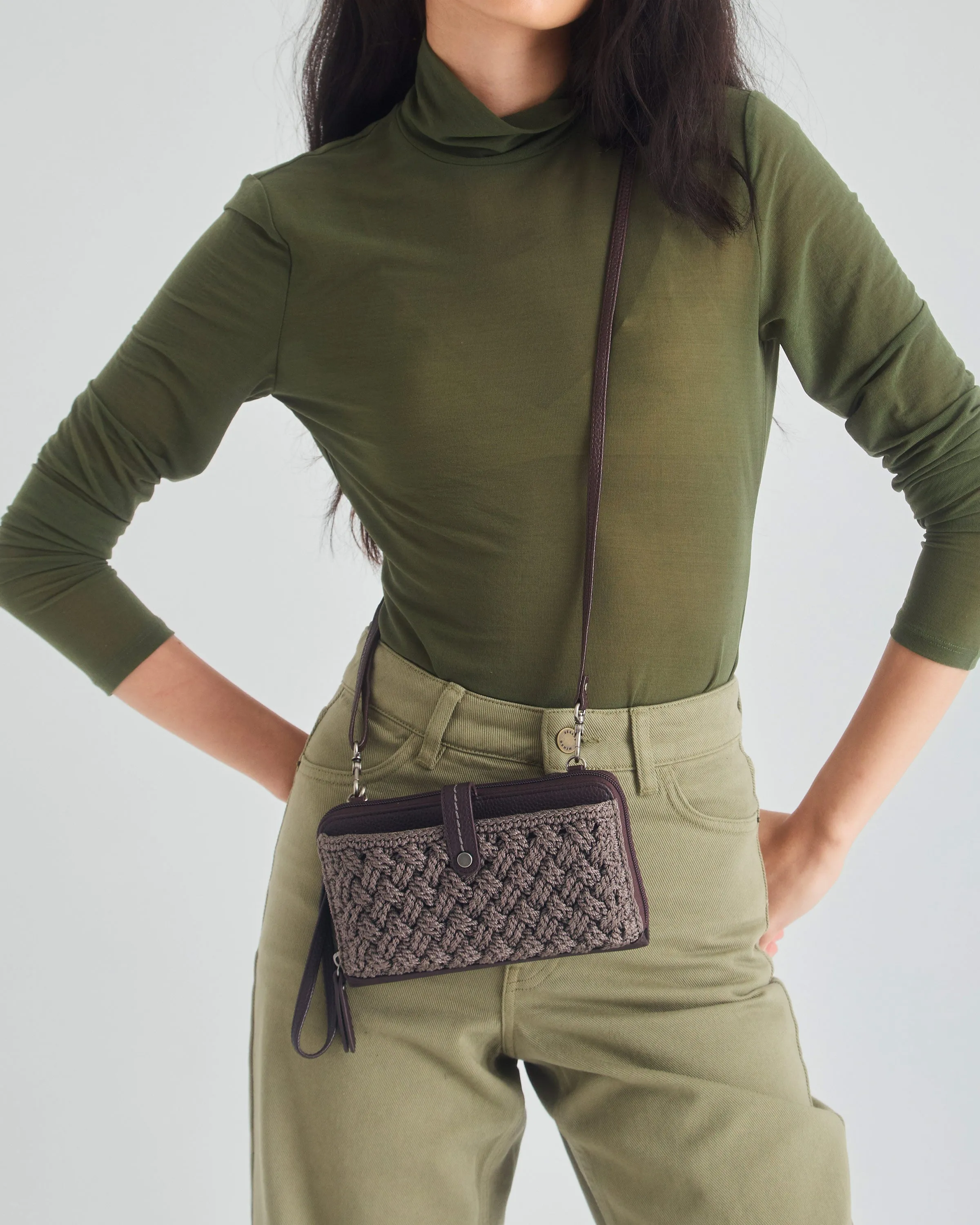 Iris Smartphone Wallet - Hand Crochet - Mushroom Cozy Weave sold by Boston Proper product image thumbnail 2