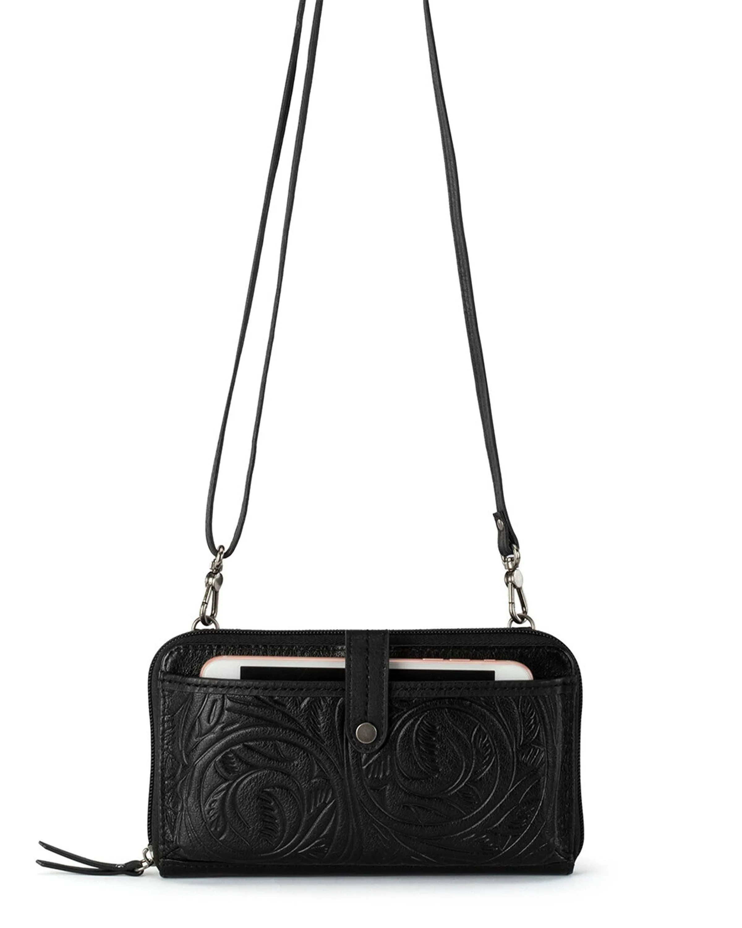 Iris Smartphone Wallet - Leather - Black Leaf Embossed sold by Boston Proper product image thumbnail 3