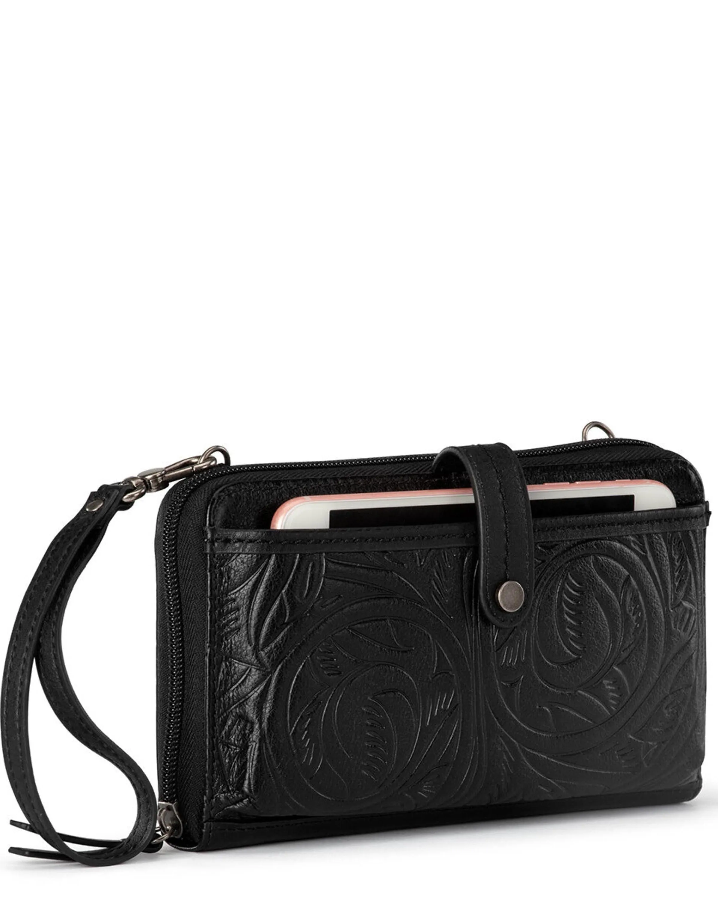 Iris Smartphone Wallet - Leather - Black Leaf Embossed sold by Boston Proper product image thumbnail 4