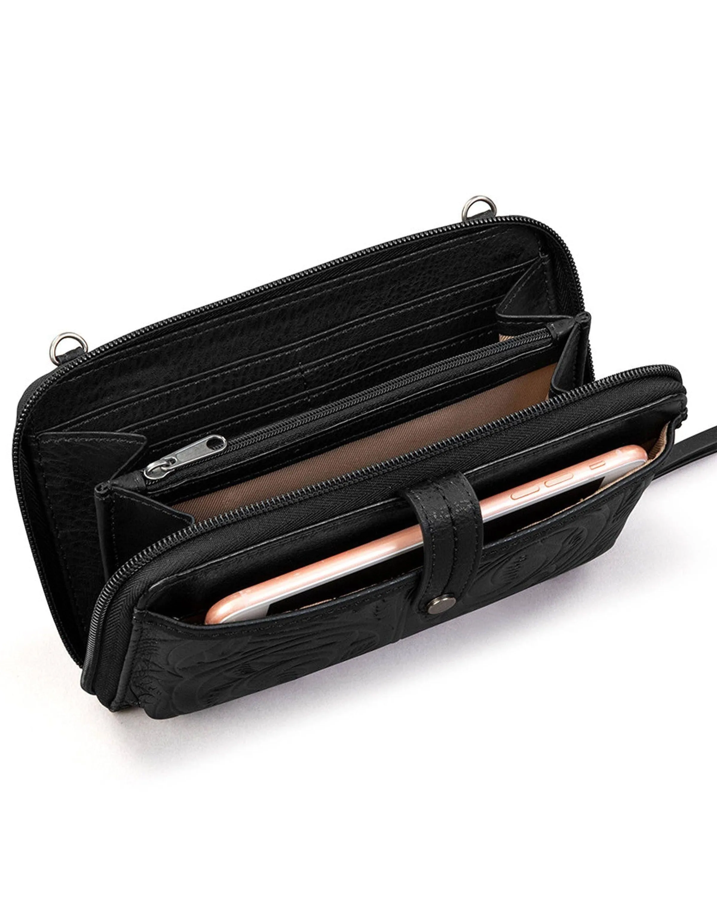 Iris Smartphone Wallet - Leather - Black Leaf Embossed sold by Boston Proper product image thumbnail 5