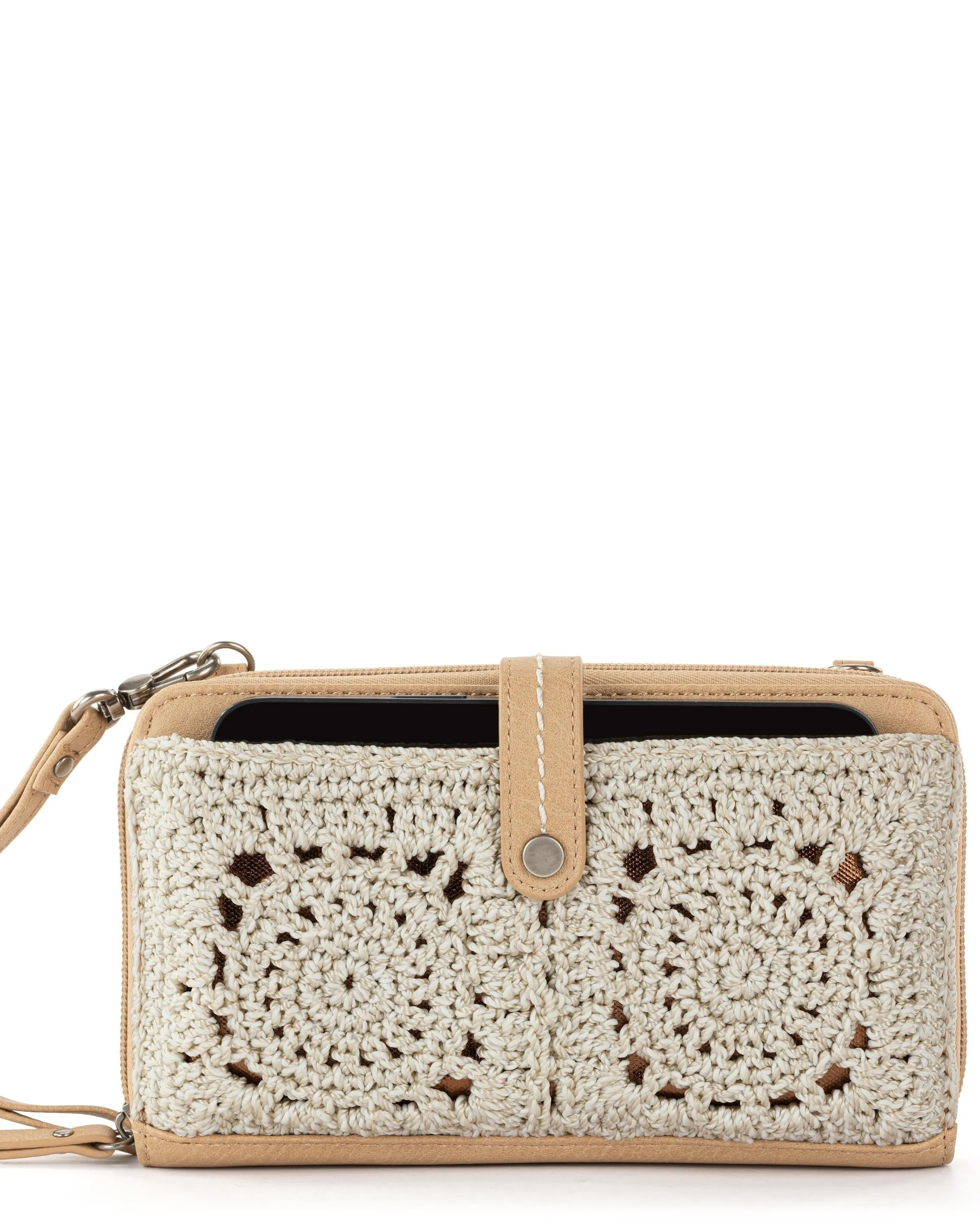 Iris Smartphone Wallet - Hand Crochet - Natural Medallion sold by Boston Proper