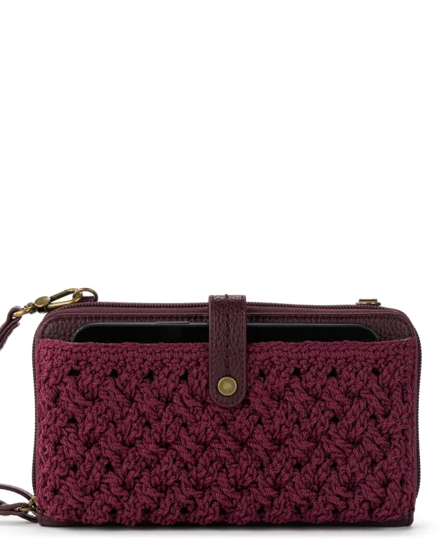 Iris Smartphone Wallet - Hand Crochet - Black Cherry Cozy Weave sold by Boston Proper