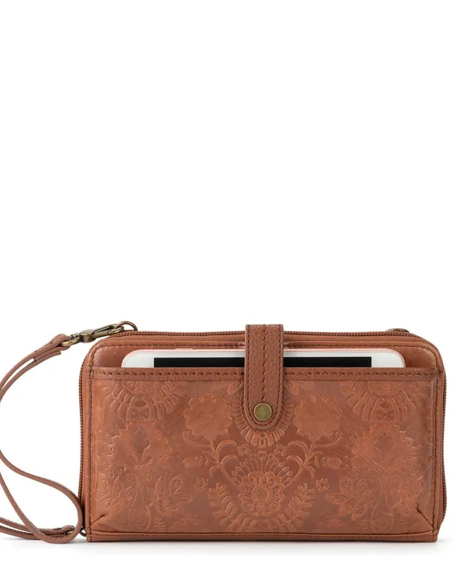 Iris Smartphone Wallet - Leather - Tobacco Floral Embossed sold by Boston Proper