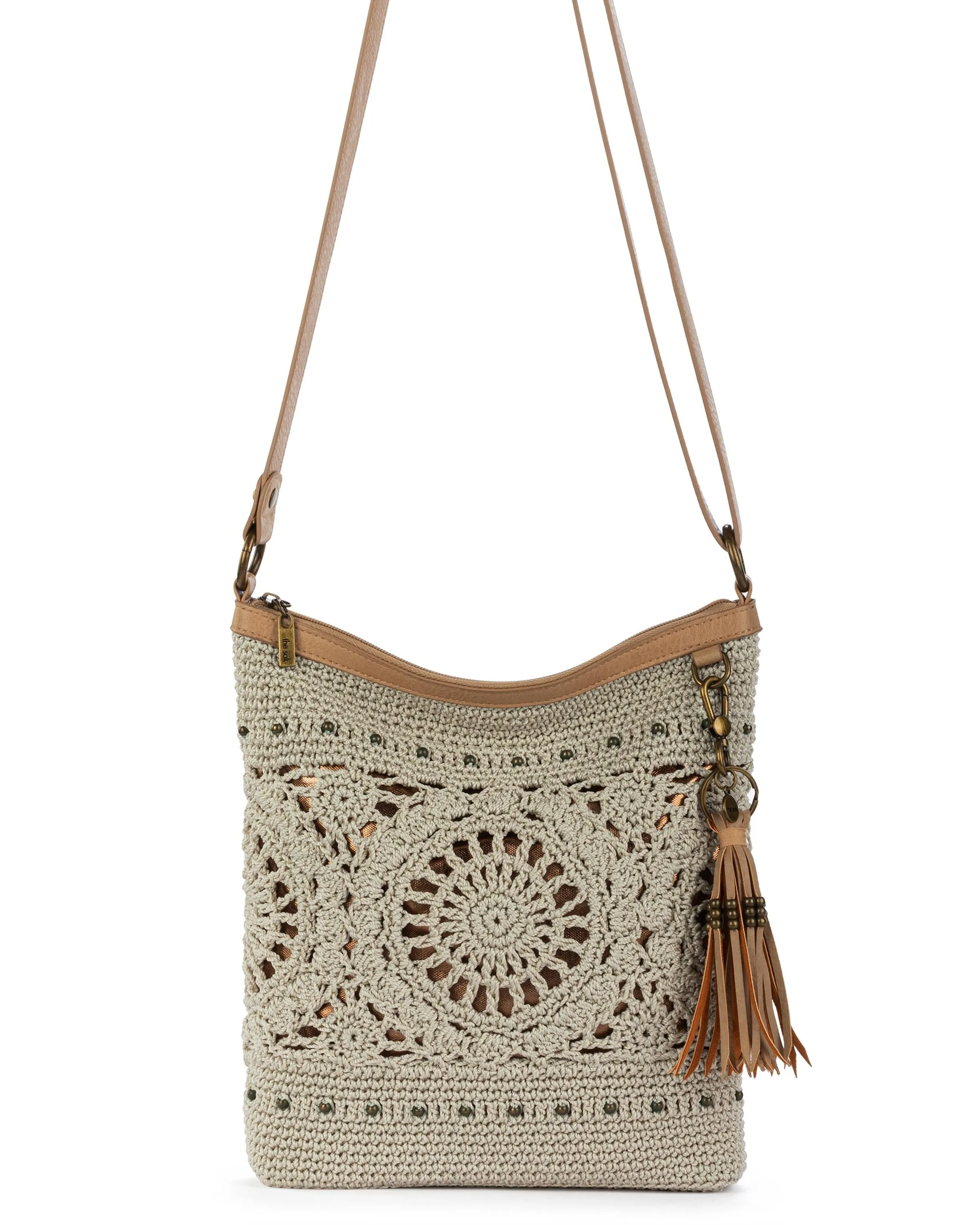 Lucia Crossbody - Hand Crochet - Natural Grey Medallion sold by Boston Proper product image thumbnail 2