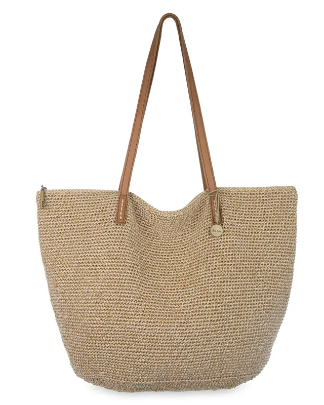 Faye Large Tote - Hand Crochet - Bamboo Static sold by Boston Proper