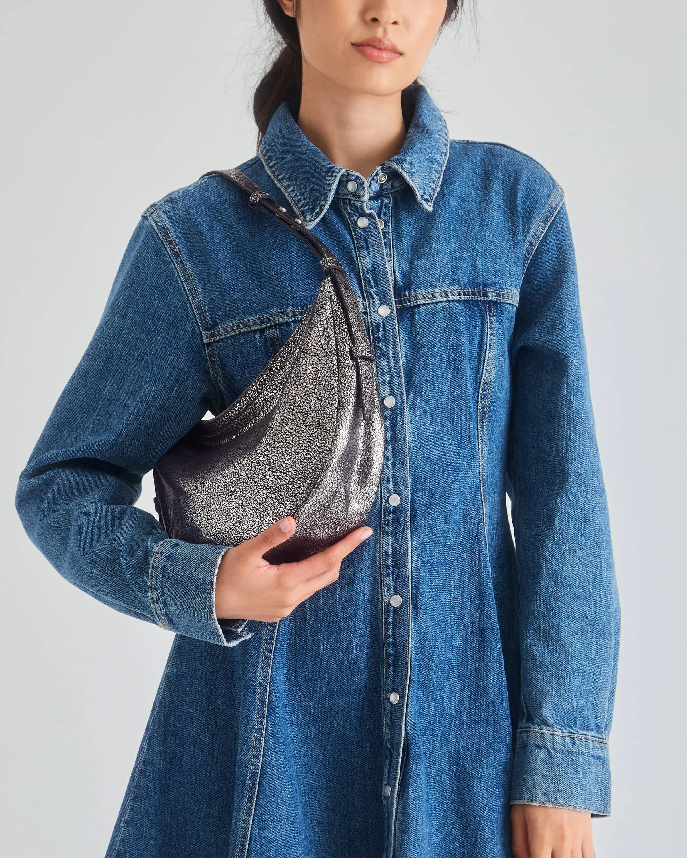 Tess Shoulder Bag - Leather - Dark Silver sold by Boston Proper product image thumbnail 2