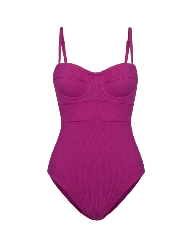 Anabel One Piece In Plum Texture sold by Boston Proper